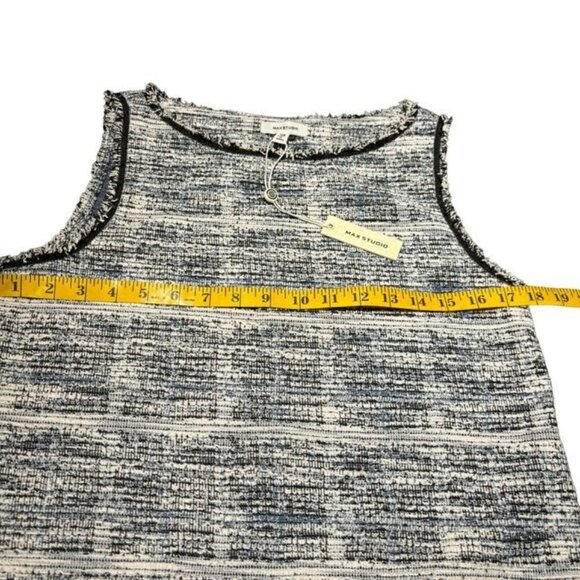 Max Studio XS Sleeveless Tweed Tank Top Blue & White - Picture 4 of 9